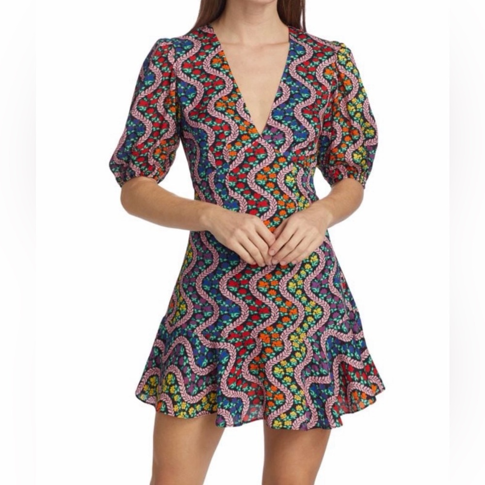 RHODE Colorful Wave Pattern Mini Dress